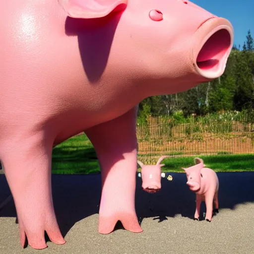 Image similar to a pig and the pink panther make friends