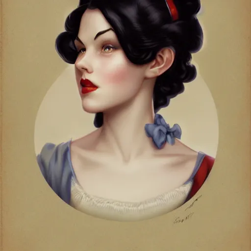 Prompt: a portrait of snow white by charlie bowater and anna dittmann and gil elvgren.