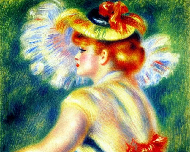 Prompt: vintage, champagne. cancan, french, realistic, cheerful, 1 9 0 2 art by renoir