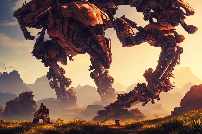 Image similar to shell - walker machine mecanical creature robot of horizon forbidden west horizon zero dawn bioluminiscence global illumination ray tracing hdr fanart arstation by ian pesty and alena aenami artworks in 4 k