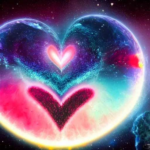 Image similar to the emotion love spreading throughout the universe, futuristic, ecstatic