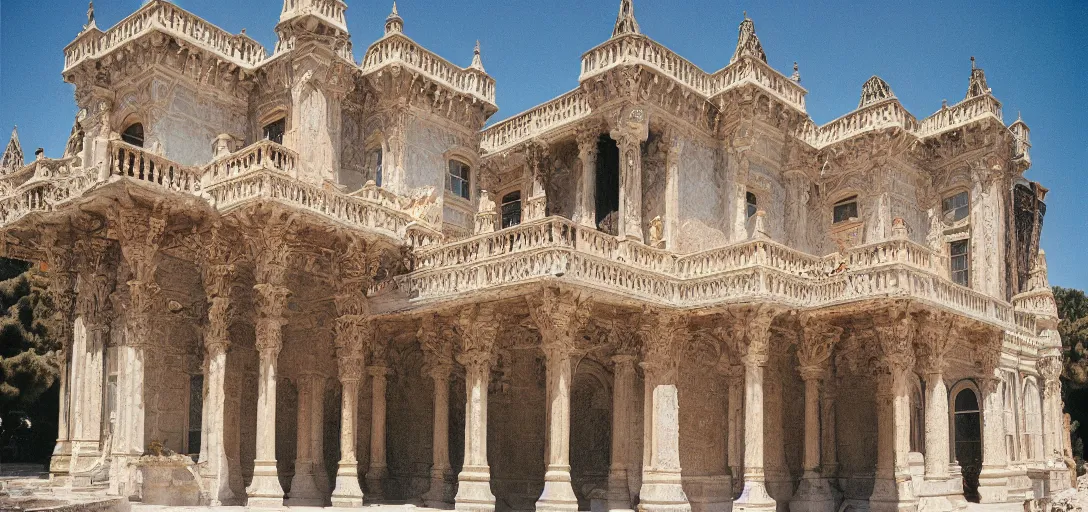 Image similar to a poor man's hearst castle. fujinon premista 1 9 - 4 5 mm t 2. 9. portra 8 0 0.