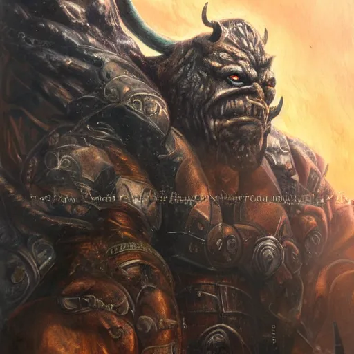 Prompt: Minotaur, elden ring boss, matte painting, detailed, elden ring, oil on canvas