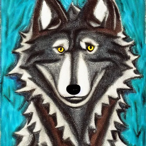 Image similar to retarded wolf, expressionism