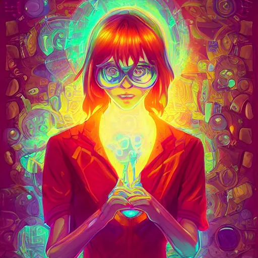 Image similar to skill magic geek inside matrix deepdream radiating a glowing aura stuff loot legends stylized digital illustration video game icon artstation lois van baarle, ilya kuvshinov, rossdraws,