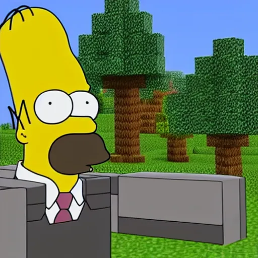 Image similar to Homer Simpson in Minecraft