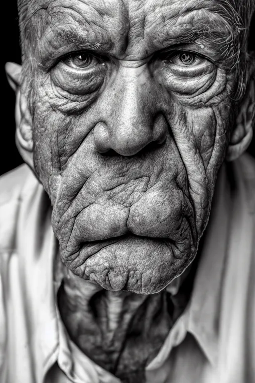 Image similar to a scowling old man, fine - art photography, portrait, award - winning photo, 4 k, 8 k, studio lighting, nikon d 6, 3 5 mm