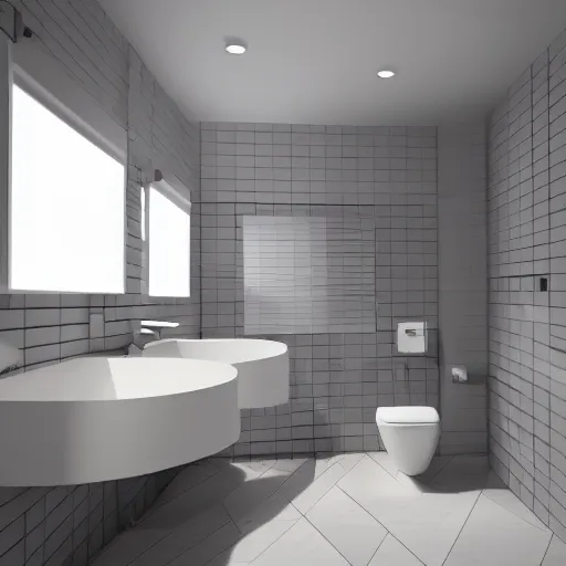 Prompt: isometric render of a modern bathroom