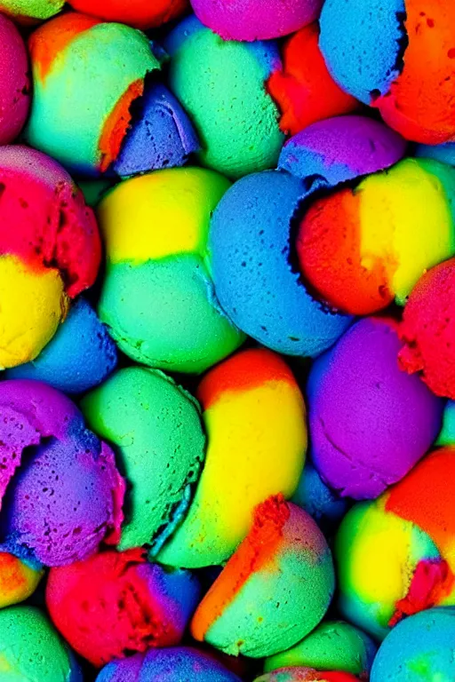 Prompt: an rainbow color icecream, minimal design, clean image