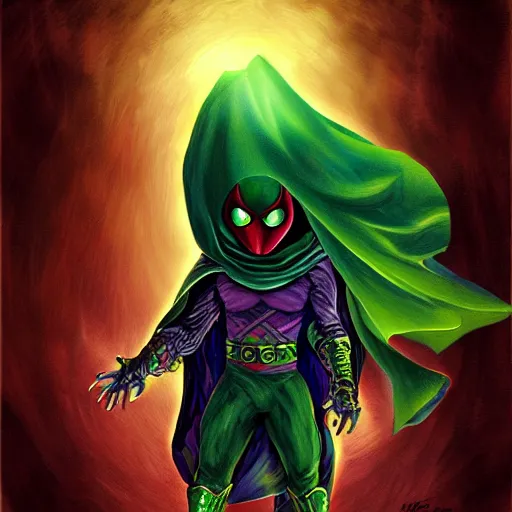 Prompt: Mysterio, artwork by Bob Ross, deviantart contest winner, award-winning,