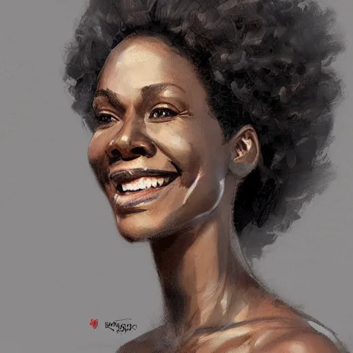 Image similar to Portrait of a woman by Greg Rutkowski, she is about 30 years old, mulato, afro hair, attractive, beautiful smile, beautiful look, she is wearing a futuristic lawyer outfit, highly detailed portrait, scifi, digital painting, artstation, concept art, smooth, sharp foccus ilustration, Artstation HQ