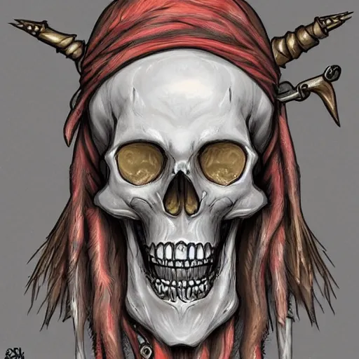 Image similar to skeleton pirate concept art, trending on artstation, verydetailed, digital art