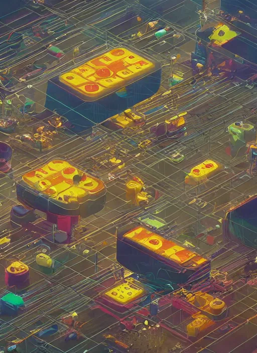 Prompt: cyberpunk cheese, in the style of simon stalenhag