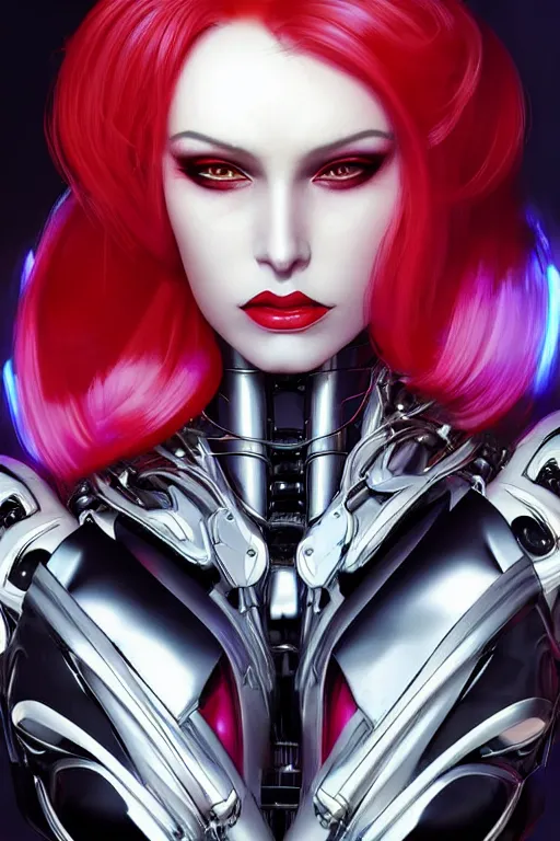 Prompt: a sensual erotic futuristic cyborg queen detailed portrait, hedonistic and beautiful, with come hither eyes, perfectly symmetrical facial structure, voluptuous and arousing, dark sci-fantasy, colossus x-men, transformers, bubblegum crisis, mecha, biomechanical, cybernetic, artstation, imgur, zbrushcentral,pinterest,keyshot render,unreal engine, by hajime sorayama ,christopher brändström and josh nizzi and steve jung and vitaly bulgarov