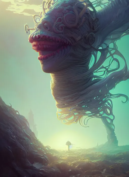 Image similar to highly detailed portrait of cthulu, stephen bliss, unreal engine, greg rutkowski, loish, rhads, beeple, makoto shinkai and lois van baarle, ilya kuvshinov, rossdraws, tom bagshaw, alphonse mucha, global illumination, god rays, detailed and intricate environment