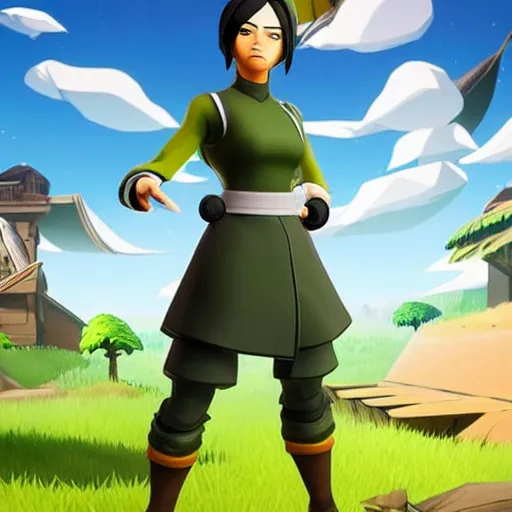 Image similar to toph beifong in fortnite, character render, full body shot, highly detailed, in game render