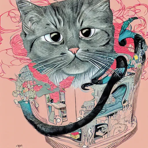 Image similar to a house cat by james jean