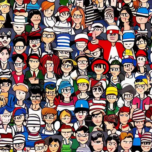 Image similar to I spy where's waldo in the style of where's waldo