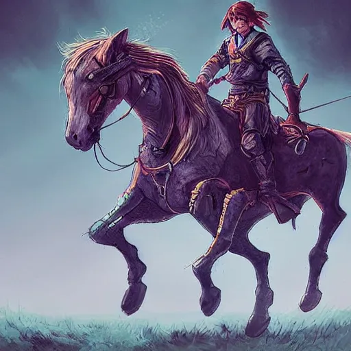 Prompt: Link on Horse :: biopunk style :: concept art