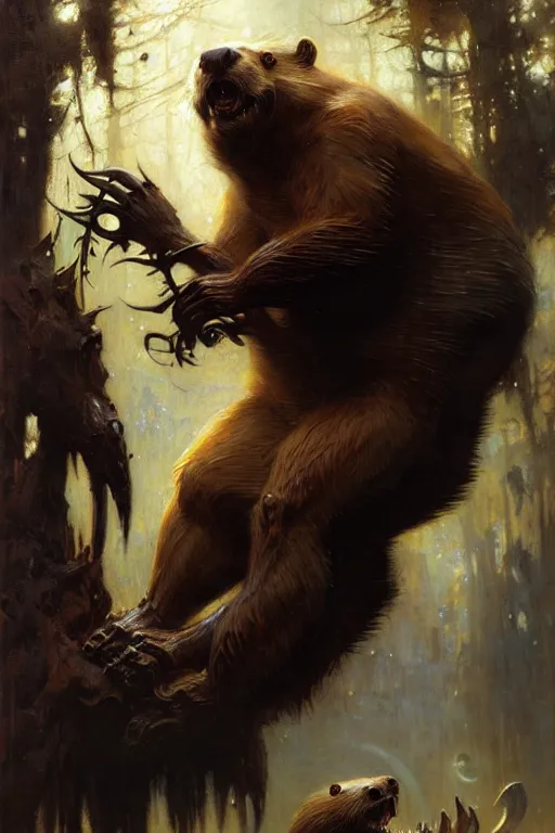 Image similar to beaver beast by gaston bussiere, bayard wu, greg rutkowski, giger, maxim verehin