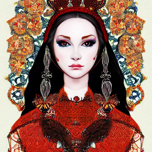 Image similar to traditional latvian princess, symmetric face, intricate details, trending on art station, high quality