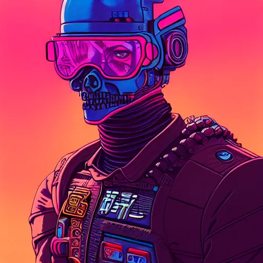 Image similar to portrait painting of a cyberpunk road warrior, sharp focus, award - winning, trending on artstation, masterpiece, highly detailed, intricate. art by josan gonzales and moebius and deathburger