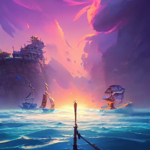 Image similar to pirates board meeting, cgsociety, fantasy art, 2 d game art, concept art, heavenly lighting, retrowave, behance hd, concept art by jesper ejsing, by rhads, makoto shinkai cyril rolando, madgwick, cory loftis, anime studio and pixar animation studio and disney