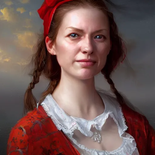 Prompt: portrait of a dutch woman ( 3 1 ) from the netherlands in 2 0 2 1, an oil painting by ross tran and thomas kincade