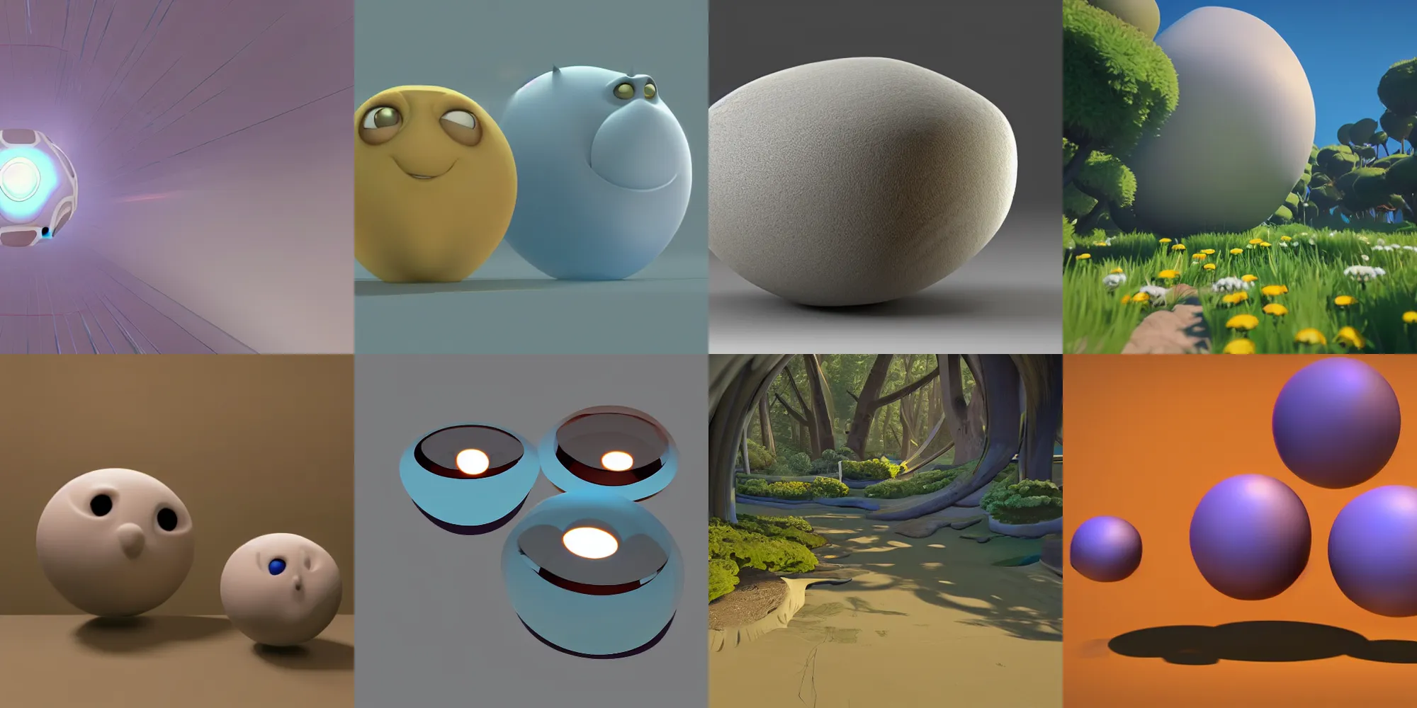 Prompt: symmetric pixar serene composed spheres with subsurface scattering miyazaki