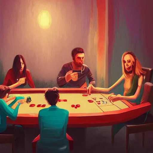 Image similar to poker game by alena aenami and annato finnstark