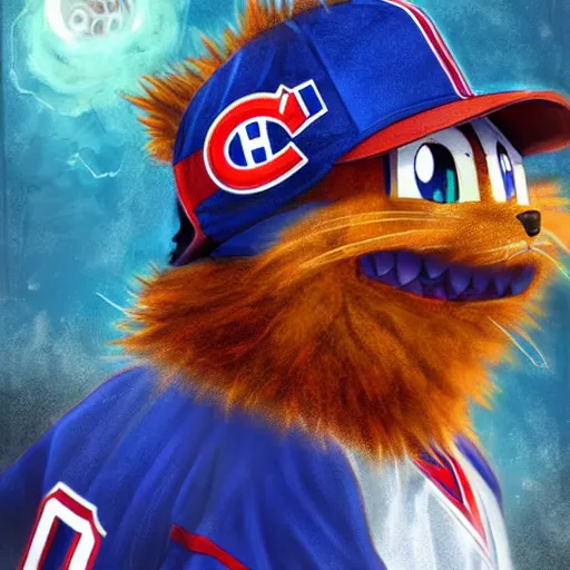 Image similar to anime Portrait of Youppi the Habs Montreal Canadiens Mascot as a very cute powerful and friendly pokemon, highly detailed anime, high evolution, 1990s, legendary, smooth, sharp focus, dynamic lighting, intricate, trending on ArtStation, illustration pokemon, art by WLOP