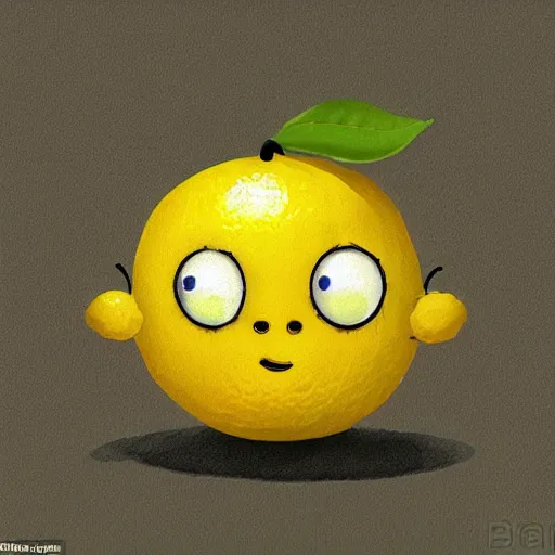 Prompt: a terrified lemon, cute
