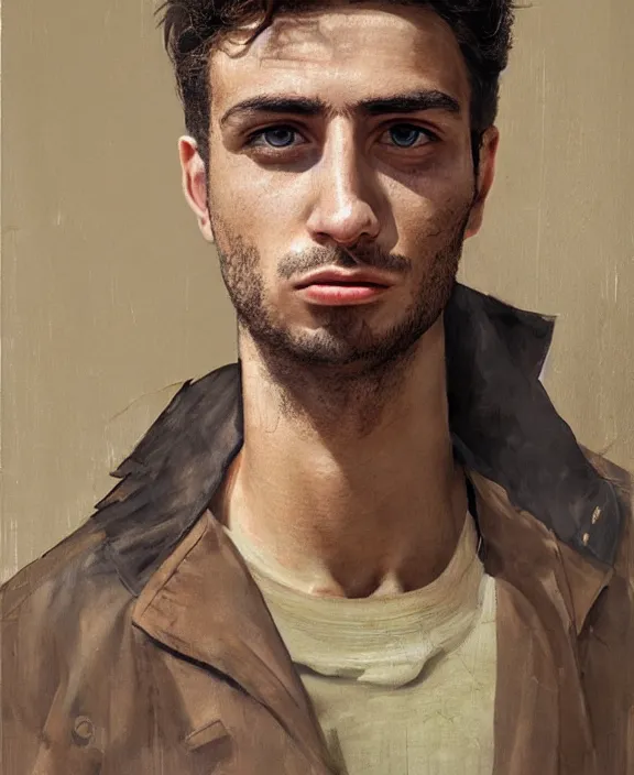 Image similar to heroic portrait of a young levantine man. art by denys tsiperko and bogdan rezunenko, hyperrealism
