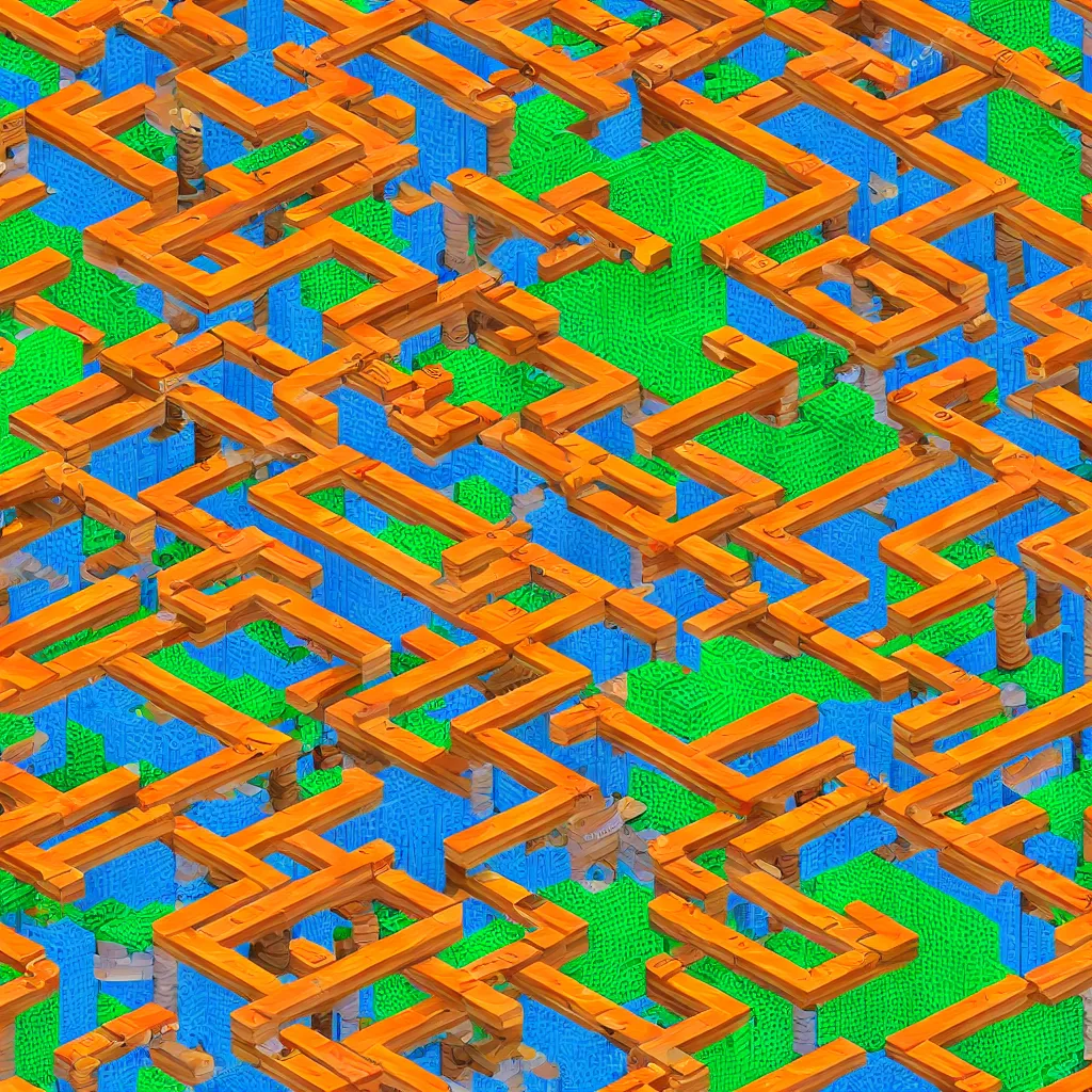 Image similar to wimmelbilder maze made of arcade donkey kong mario ladders, isometric, very sharp