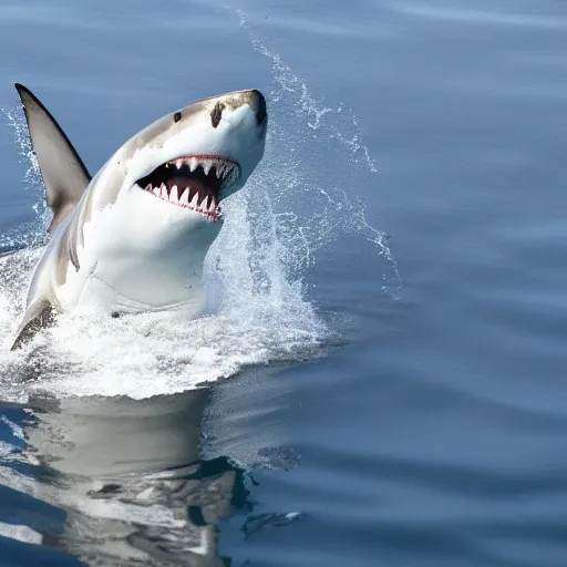 Image similar to Great white shark brushing its teeth