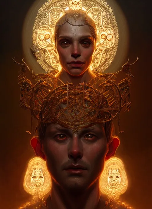 Prompt: portrait of the god of death and the god of life, intricate, elegant, glowing lights, highly detailed, digital painting, artstation, concept art, smooth, sharp focus, illustration, art by wlop, mars ravelo and greg rutkowski