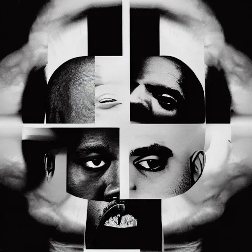 prompthunt: Op Art rap album cover for Kanye West DONDA 2 designed