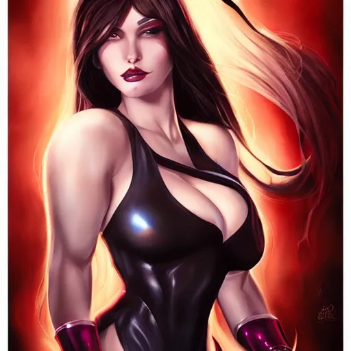 Image similar to sorceress by artgerm, brunette,