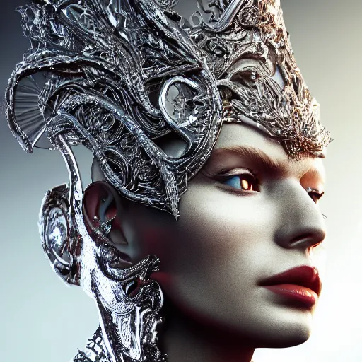 Image similar to queen of metal, 4 k, intricate, jaw dropping, gorgeous, surreal, octane render