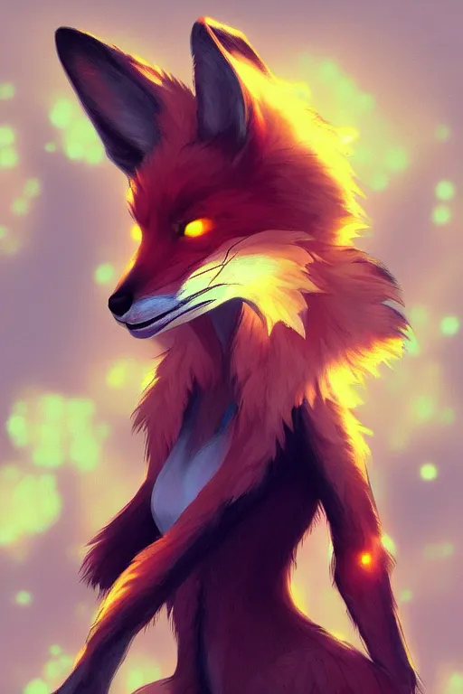 Image similar to a fox fursona, trending on artstation, by kawacy, furry art, digital art, cyberpunk, high quality, backlighting