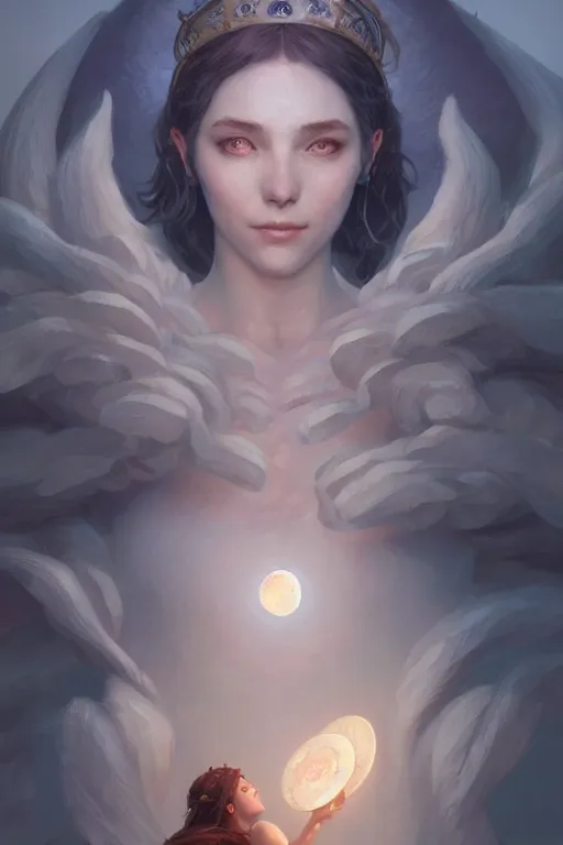 Image similar to goddess of the moon, highly detailed, digital painting, artstation, concept art, smooth, sharp focus, illustration, unreal engine 5, 8 k, art by artgerm and greg rutkowski and edgar maxence