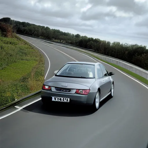 Prompt: steel grey saab 9 - 3 aero, 2 0 0 5, racing up a motorway at 1 5 0 mph, photrealistic