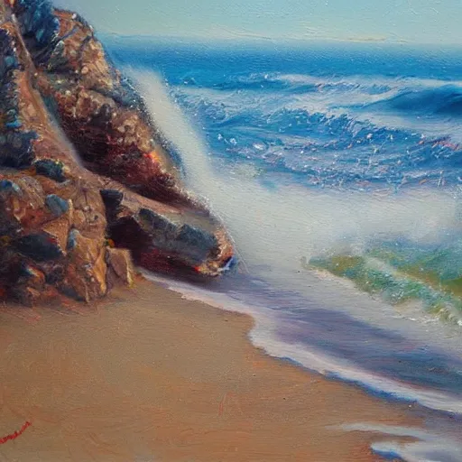 Image similar to cotton exploding crimea beach hi detailed oil painting