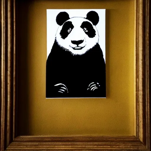 Image similar to a portrait of a panda as the mona lisa by becky cloonan, no signature