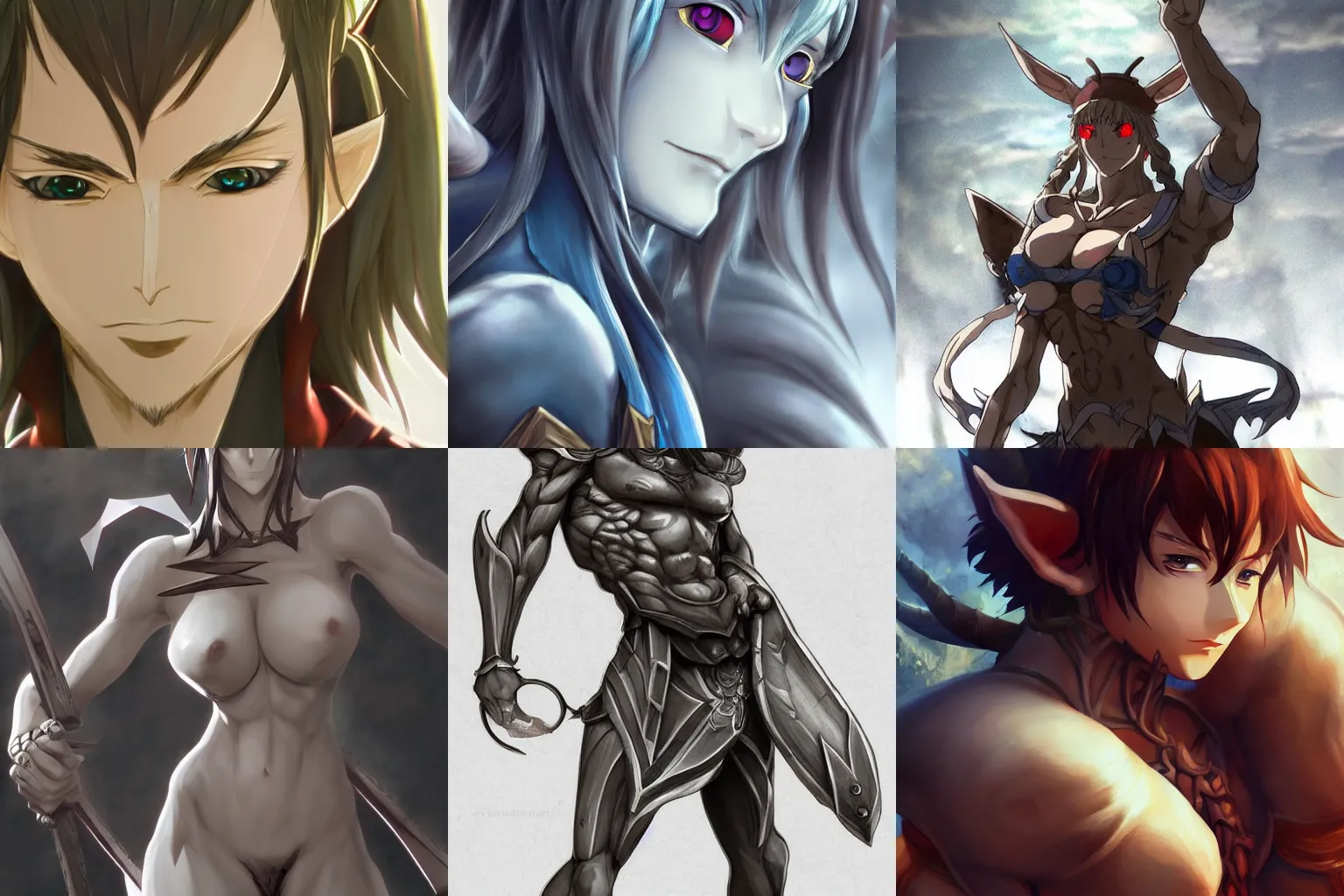 Prompt: closeup upper body artwork of an elf minotaur character, incredibly detailed, D&D, anime key visual, Fate/Zero, Steins;Gate, finished concept art, cinematic filter, digital art by Makoto Shinkai and CLAMP, trending on Artstation