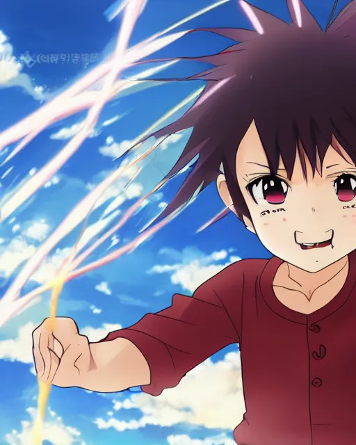 Image similar to Anime key visual of a young boy with thunder powers, official media, 8k, anime, detailed, studio ghibli