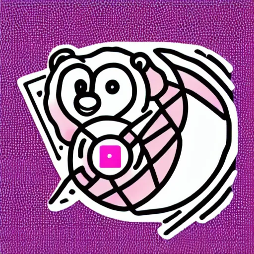 Image similar to a cute pink fluffy vector podcast logo of a streaming bear, golden ratio, iconic, award winning, line art, bold, playful