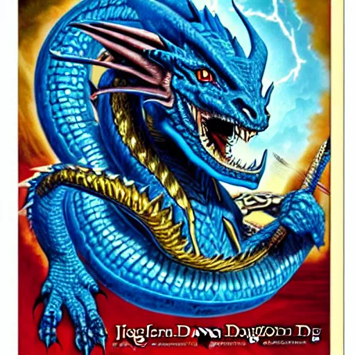 Prompt: half length portrait of a medieval d & d fantasy anthropomorphic blue dragon - human hybrid sorcerer, d & d rulebook cover art by jeff easley