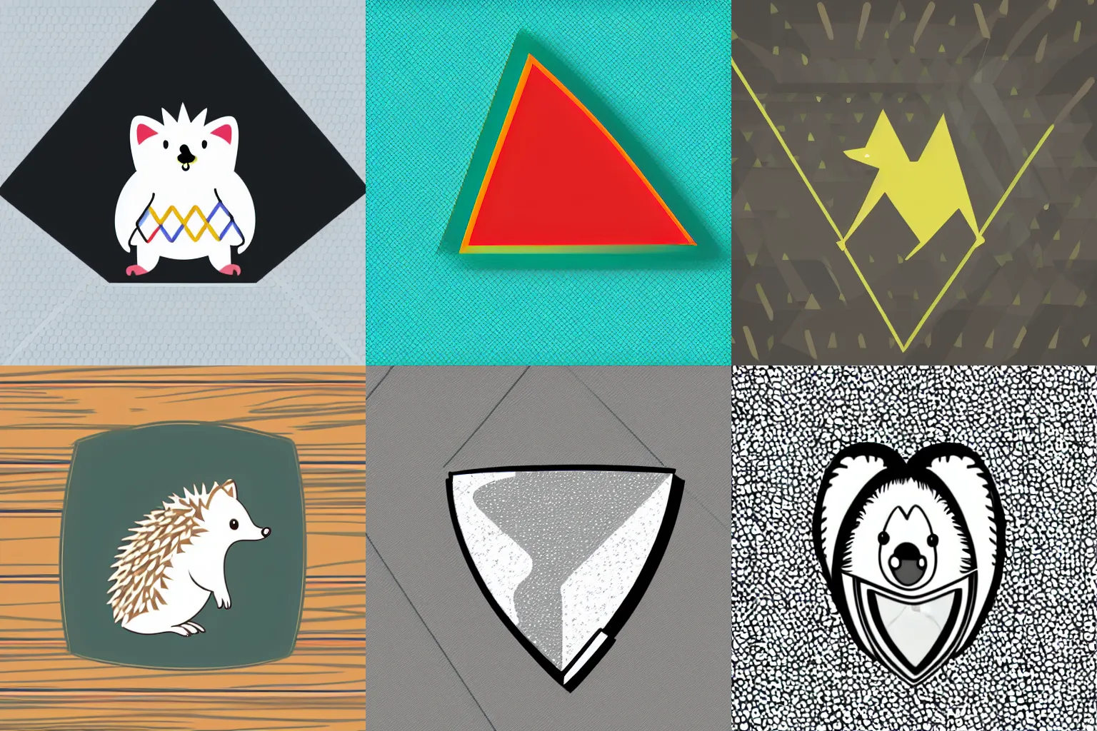 Prompt: hedgehog shaped like a triangle, vector art