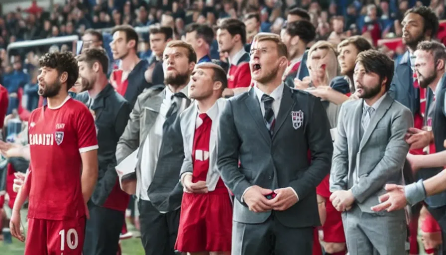 Image similar to film still from the new live - action netflix movie adaptation,'football manager'